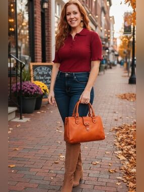 Kate Spade Orange Leather Satchel – Polka Dot Interior| MSRP $298